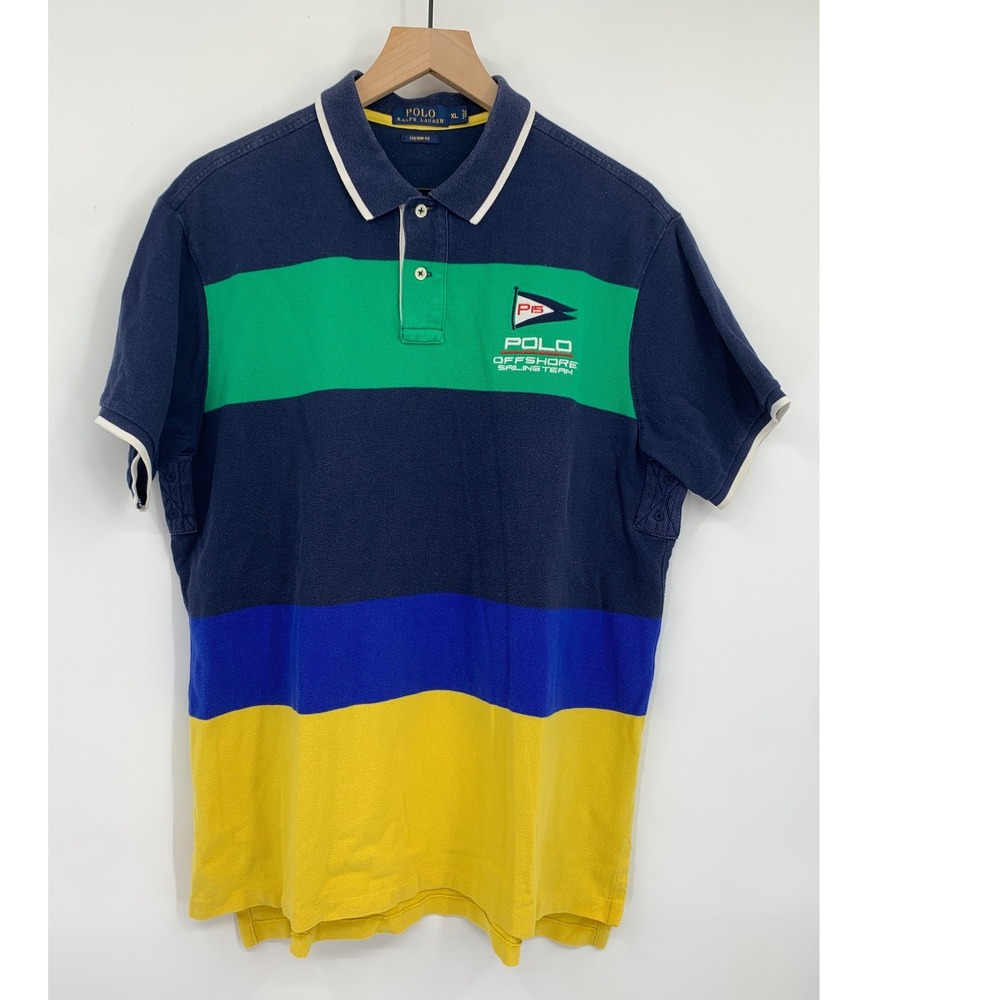Polo Ralph Lauren Polo Shirt Mens XL Navy Sailing Team Preppy Colorful